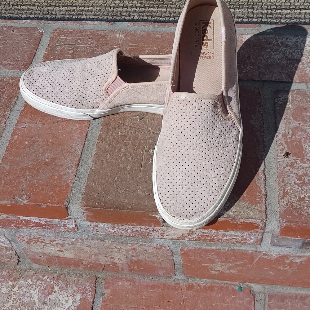 Keds Double Decker Suede Taupe Pink Dream Foam Slip-On Sneaker 8 Loafer preppy - Picture 4 of 12